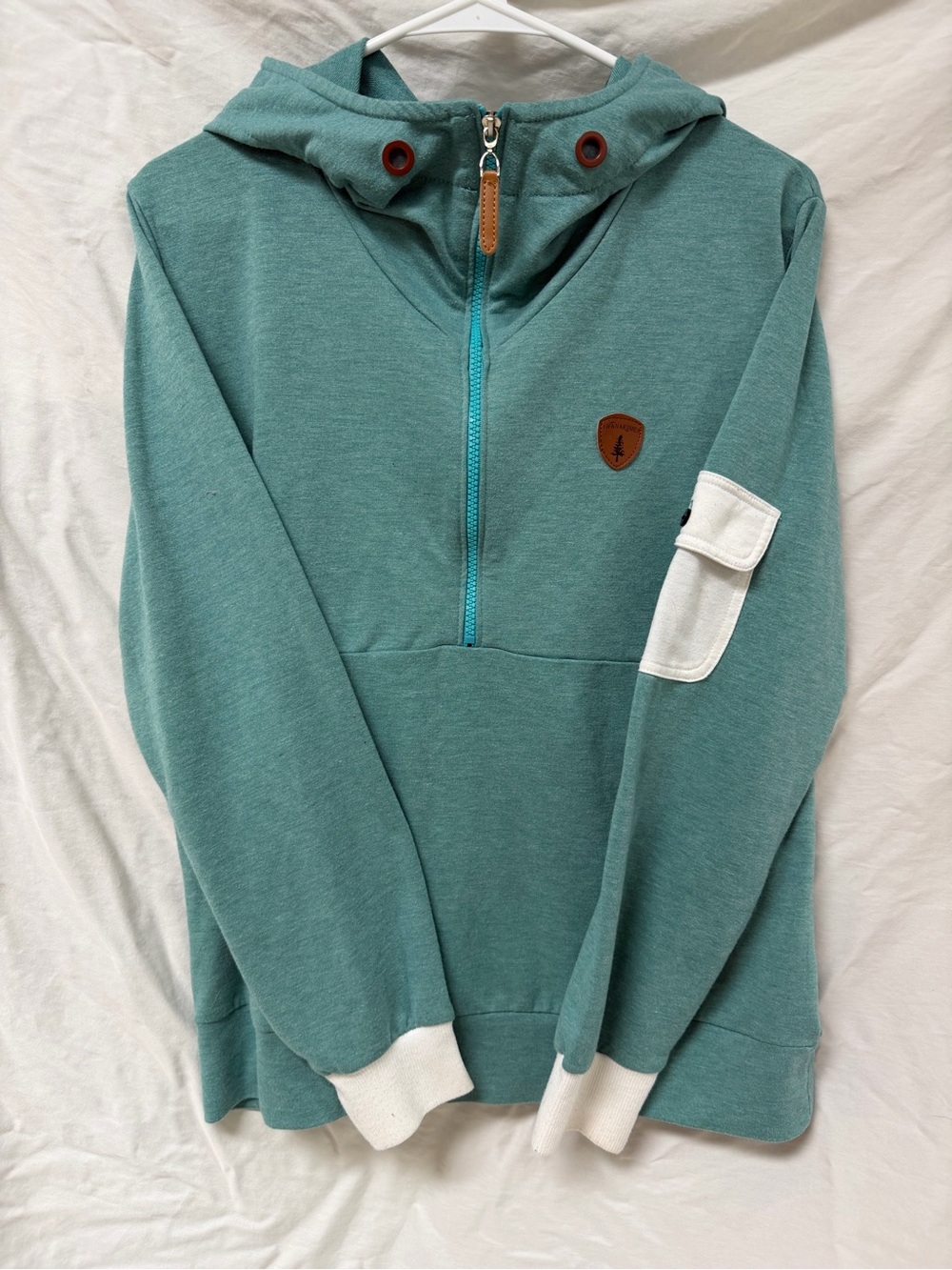 Wanakone Teal Hooded Half Zip Pullover Women’s Size Small
